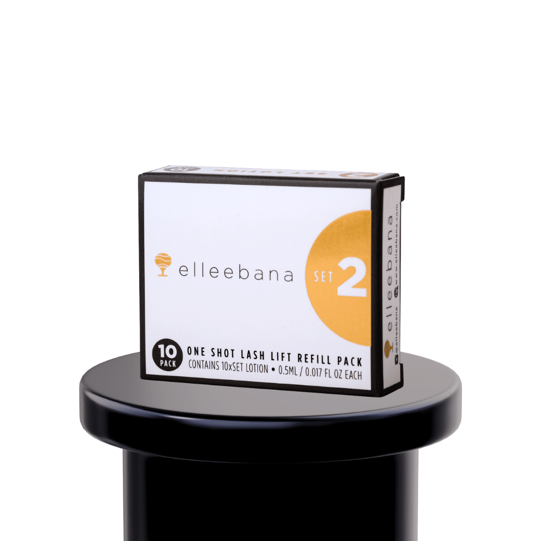 Pack of 10 Elleebana One Shot Lash Lift Step 2 setting sachets for professional lash artists.